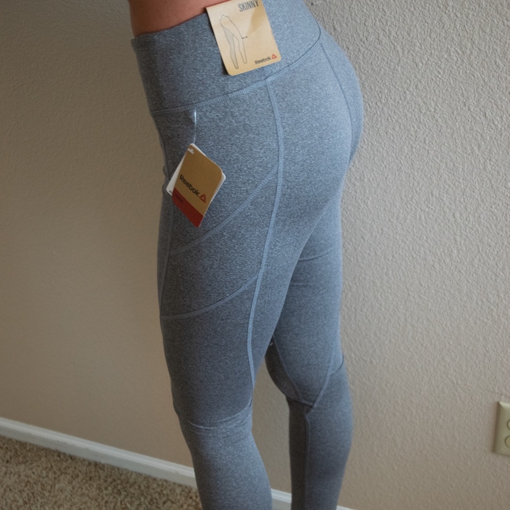 NWT Reebok skinny full length drifit gray XS